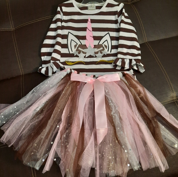 🏈 🦄 Unicorn football printed striped tutu 🦄🏈 - Picture 5 of 8